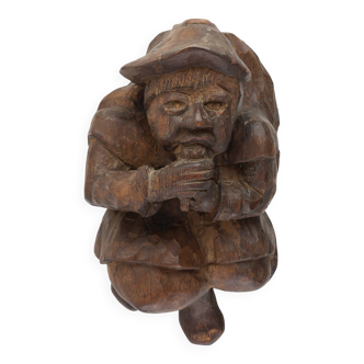 Hand-Carved Oak Wall Figure of a man, France ca. 1850