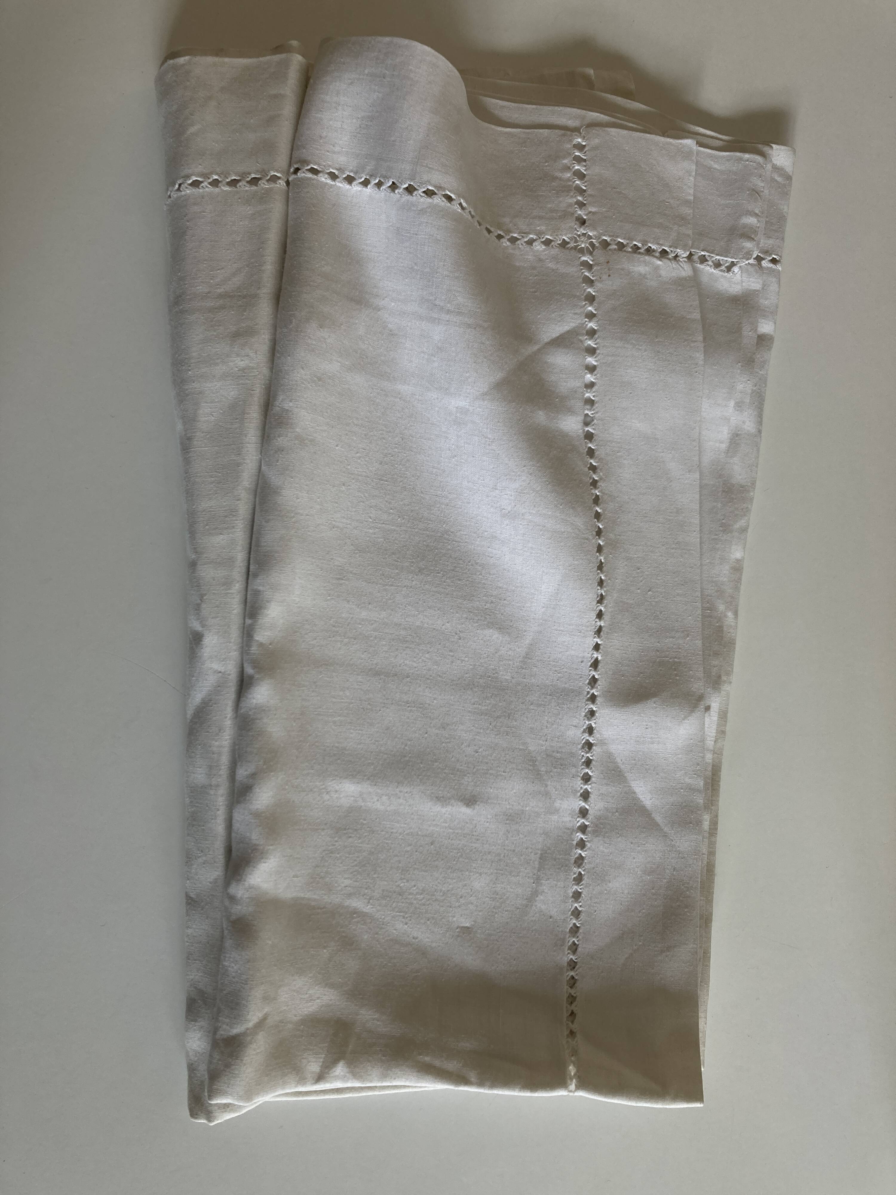 Pair of reserve linen thread pillowcases embroidered with river days without monogram