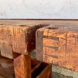Ancien etabli de menuisier en bois massif fin xixeme