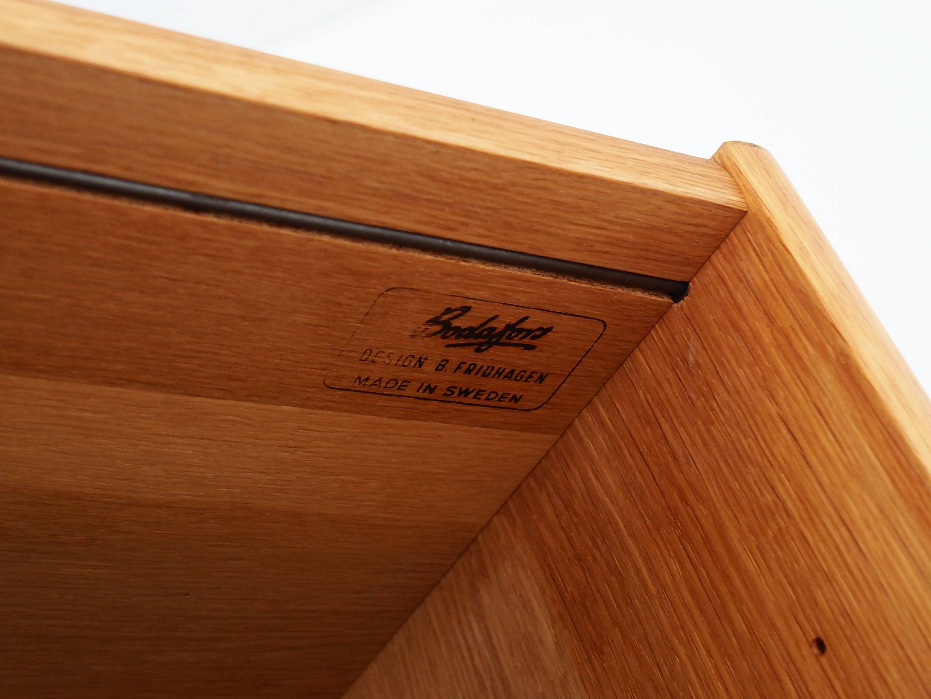 Bookcase with ash veneer, design by B.Fridhagen, 1970s