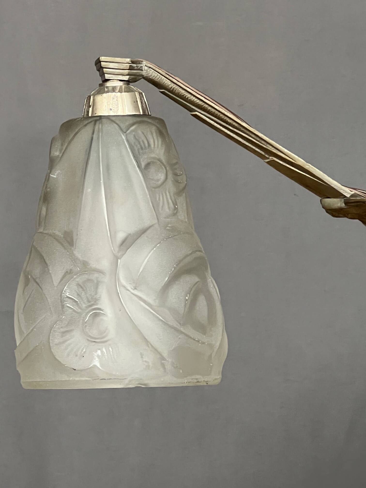 Art Deco chandelier. Silver-plated bronze