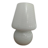 Mushroom-shaped Murano Glass Table Lamp 23cm White Spiral Design 19
