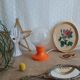 Retro orange table lamp and 70s glass globe