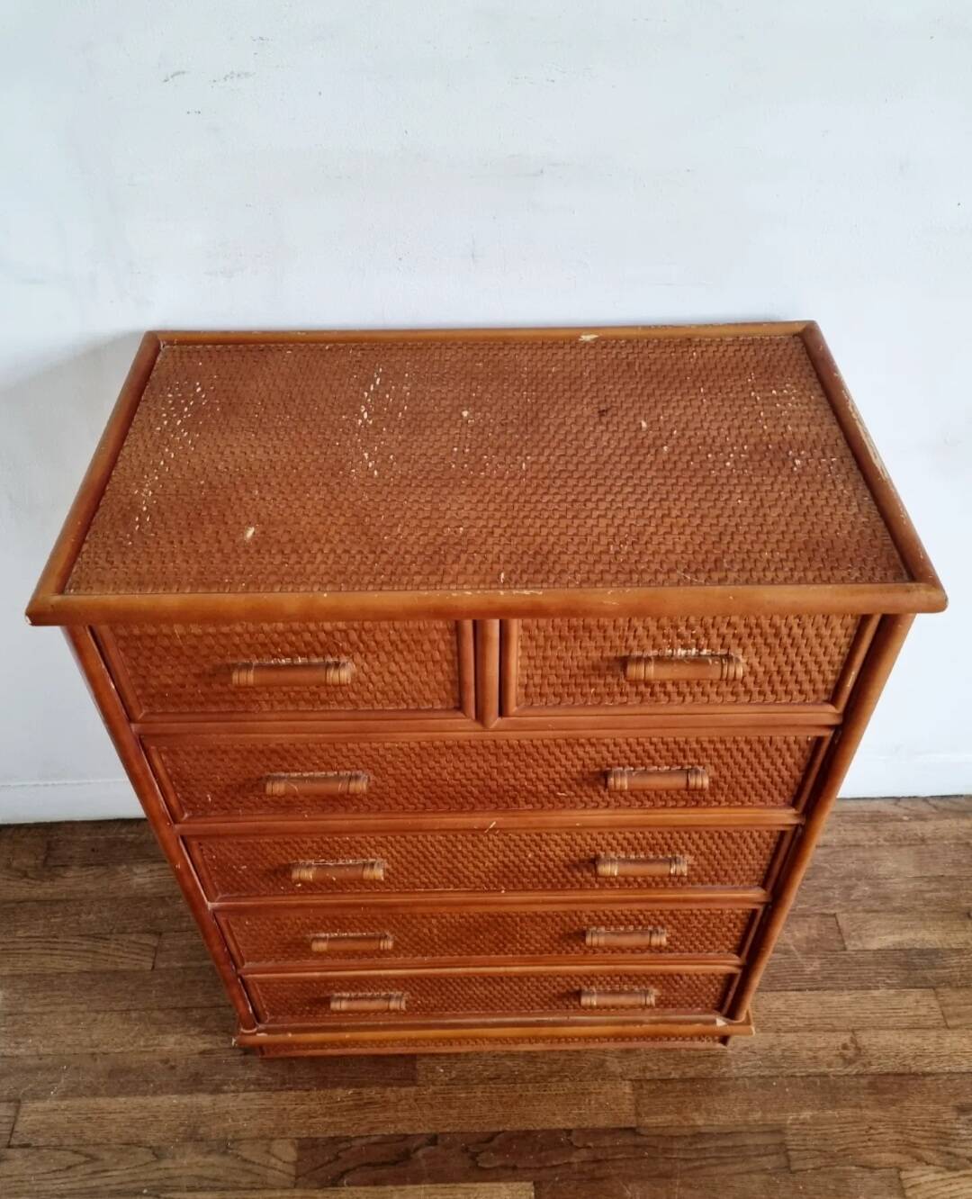 Woven Wicker Chest of Drawers