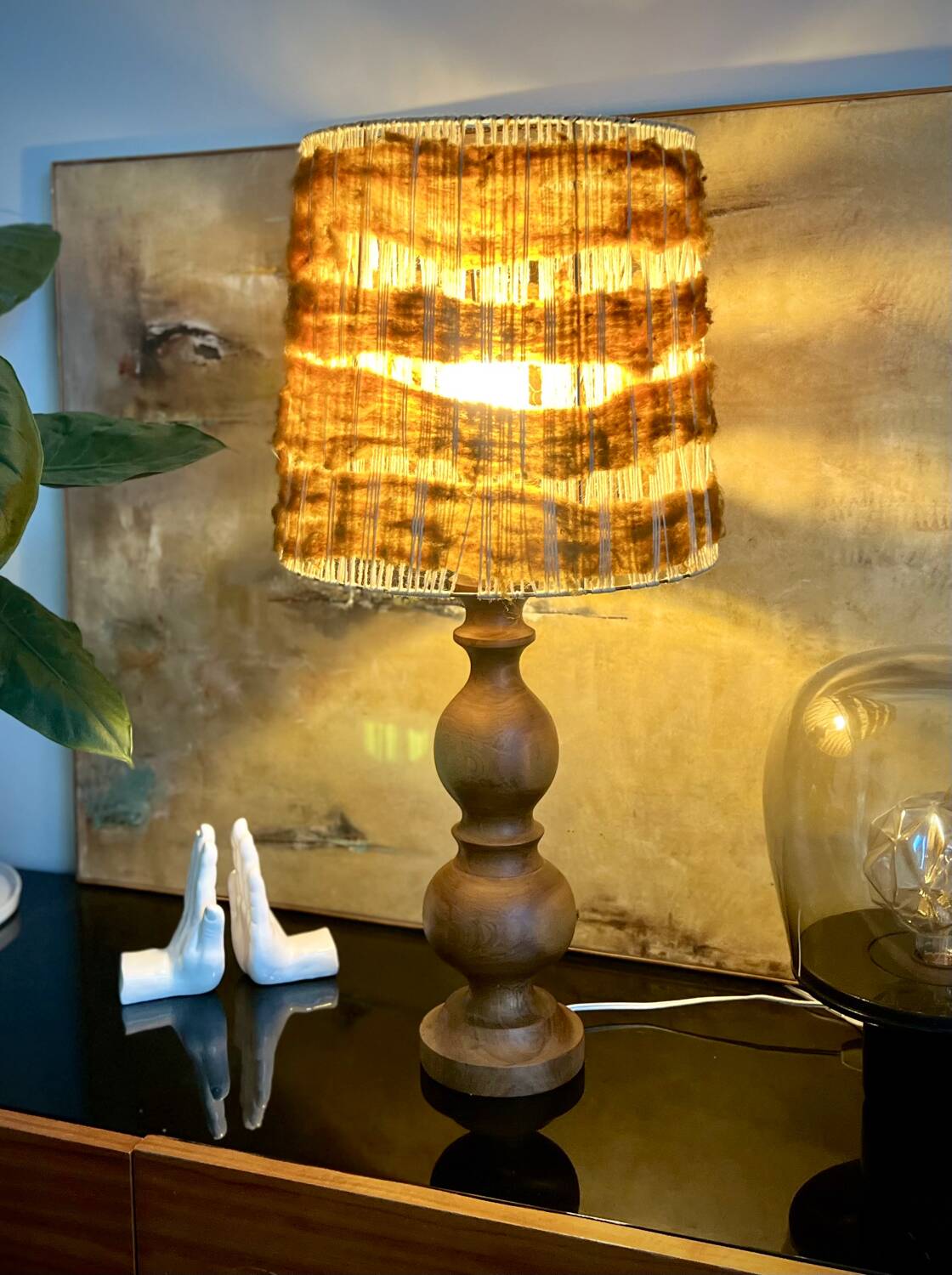 Vintage / bohemian chic wooden lamp