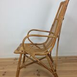 50s rattan chair, high-back basket