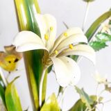 Painted metal flower and bird lamp base