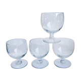 Set of 4 round crystal wine glasses engraved 50s