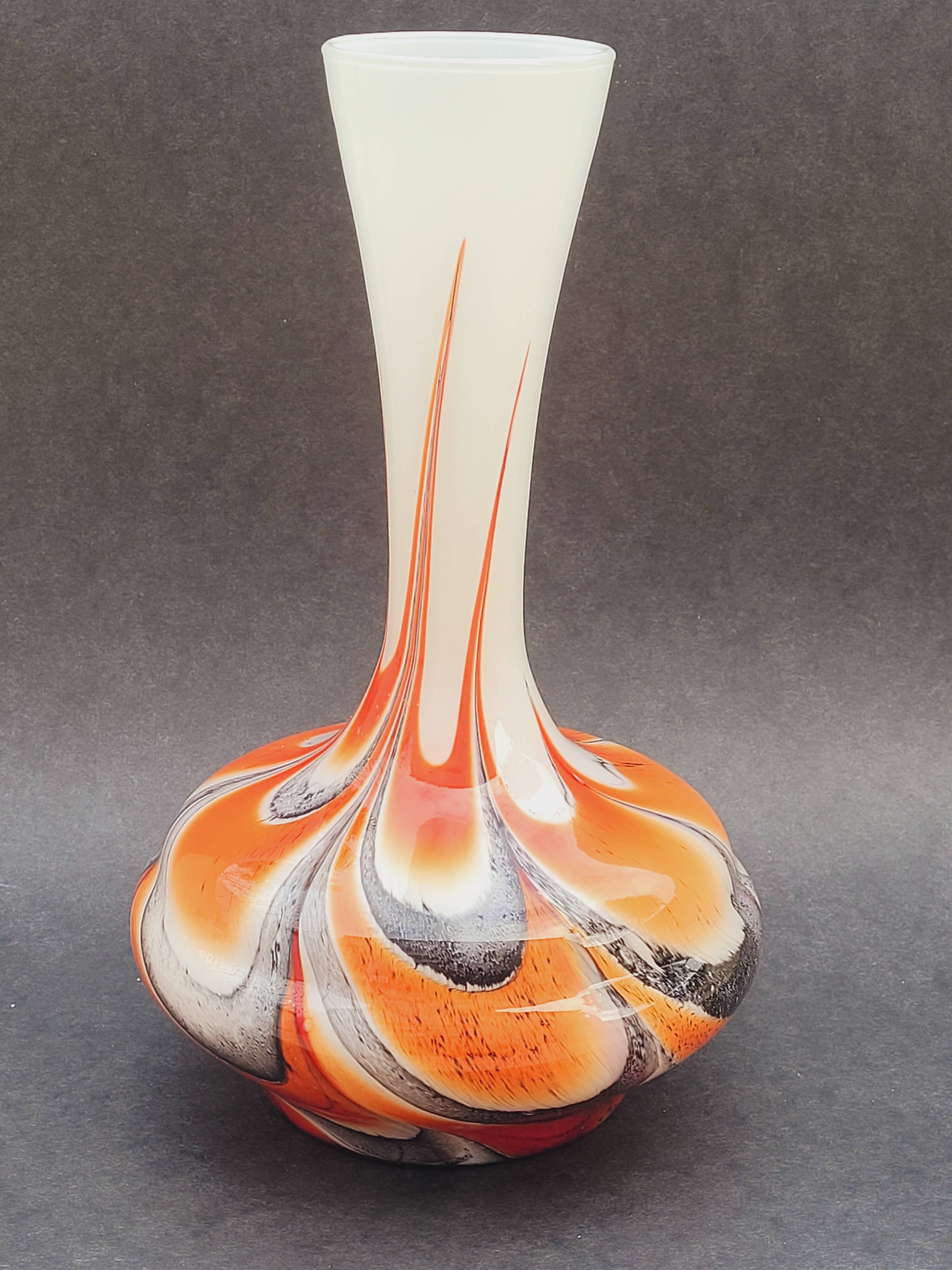 Vase Italy by Carlo Moretti 1970 opaline orange black