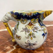 Small antique jug in faience from Les Sables d'Olonne, hand-painted.