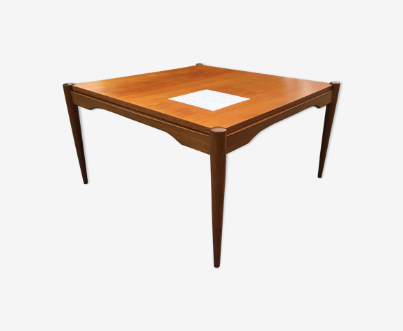 Table basse scandinave teck et carrelage années 60