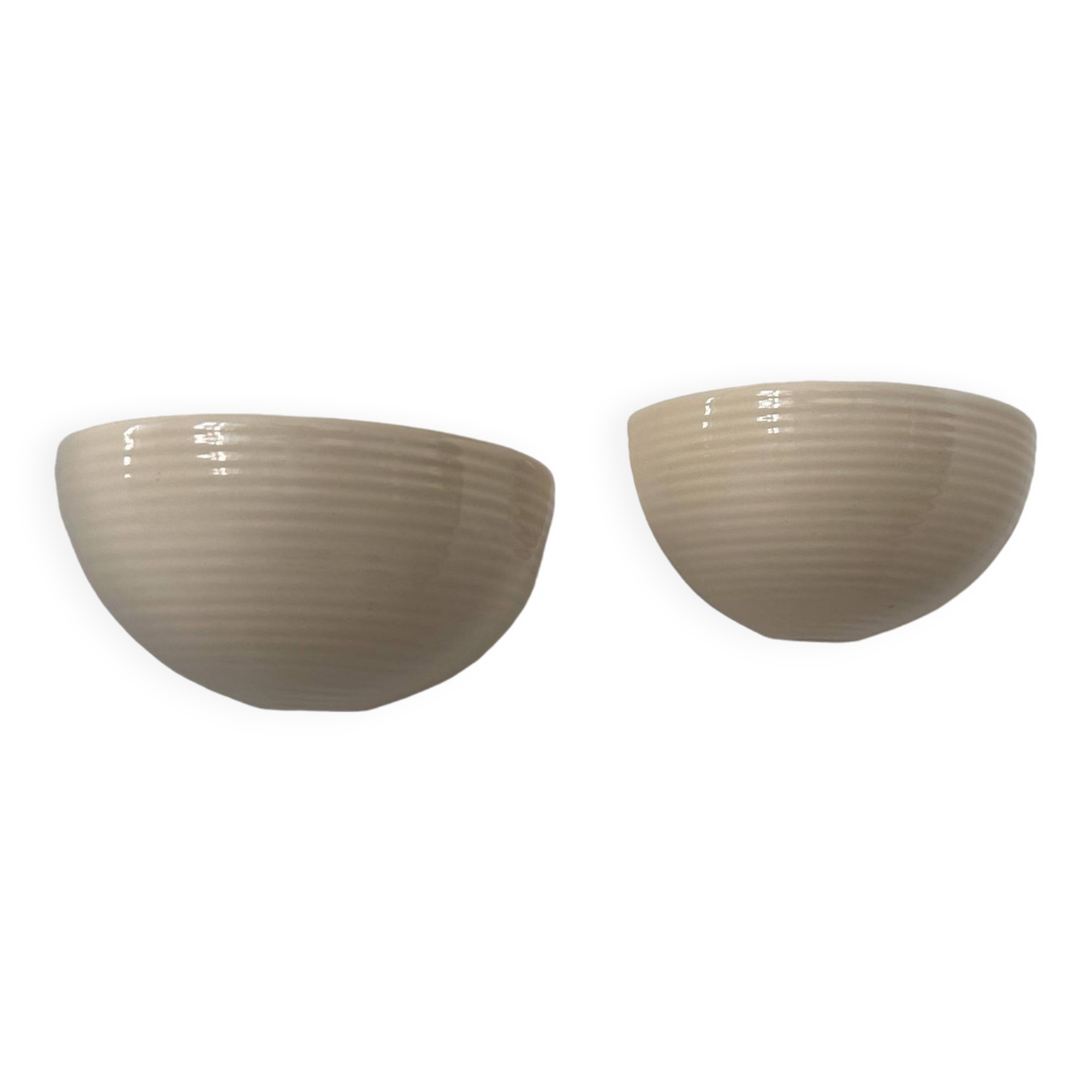 Pair of vintage wall lights, beige porcelain, France 1970
