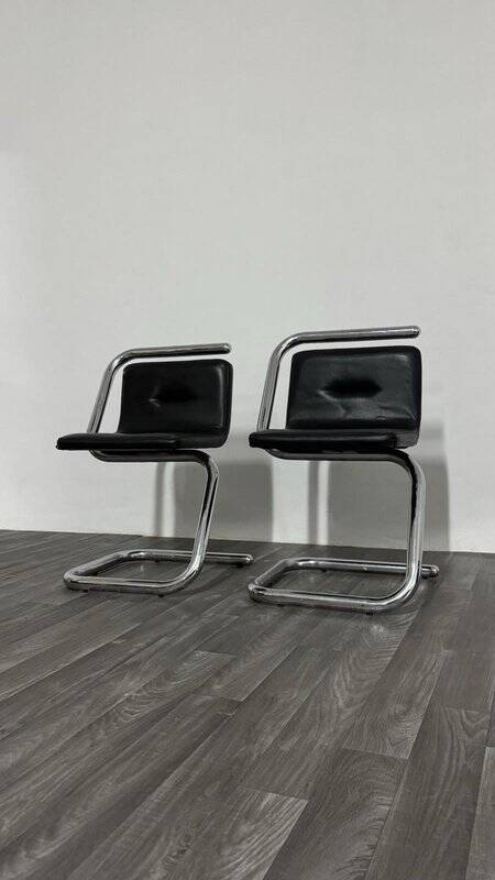 Chrome Tubular Steel Armchairs by Luigi Bardini, 1970s, Set of 2