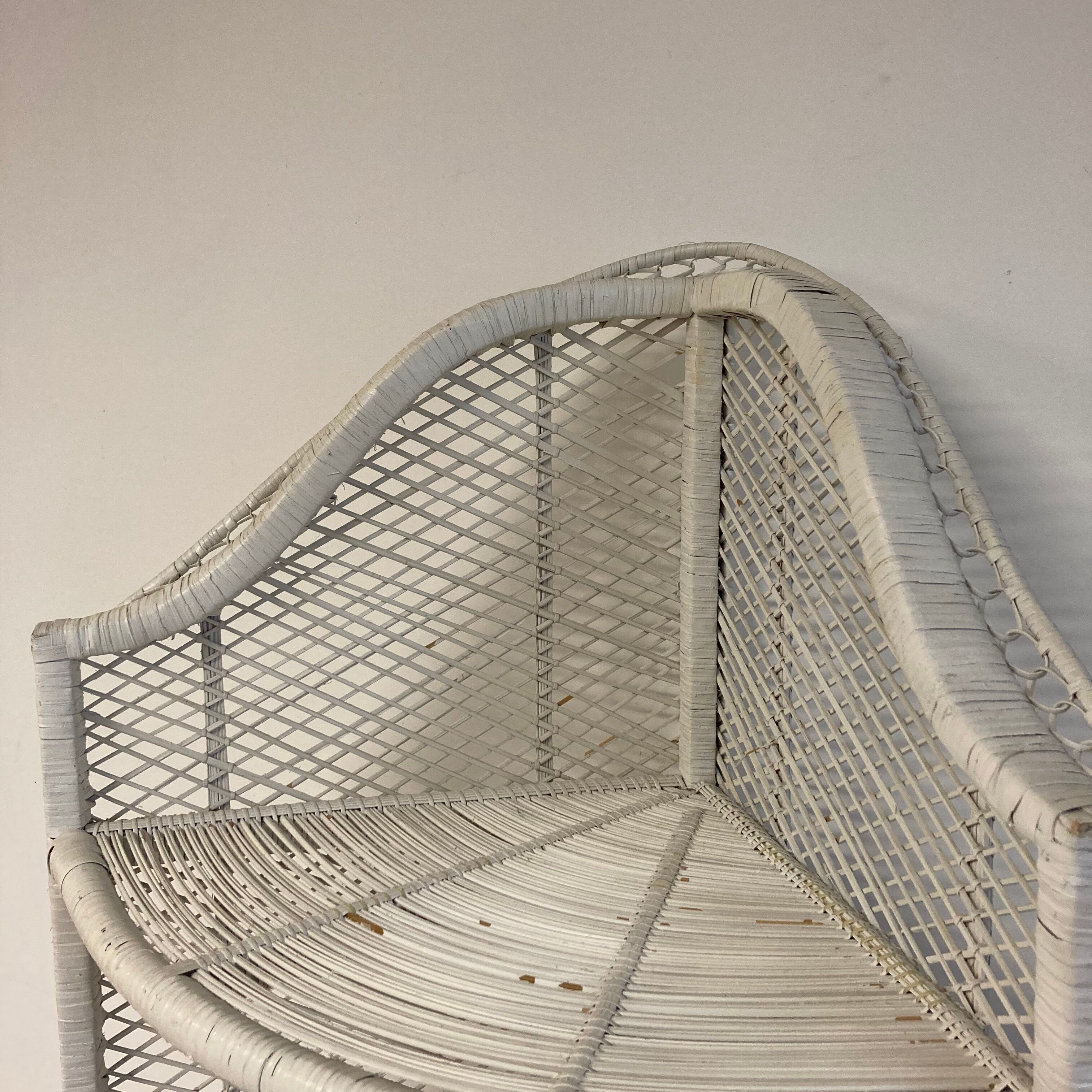 Vintage rattan corner shelf