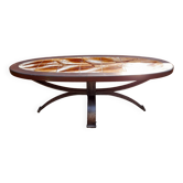 Table basse en bois céramique et métal de Dan Vallauris 1960