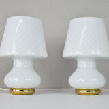 Pair of MidCentury Modern Murano Glass Mushroom Table Lamps for Vetri Italy 1960