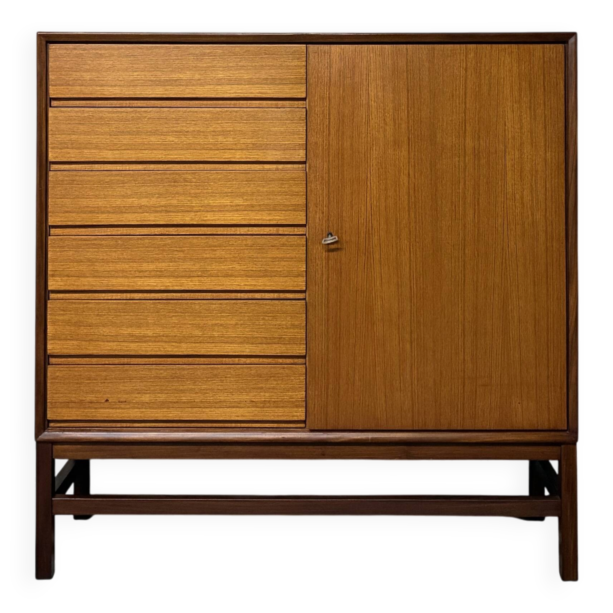 High buffet multifunctional furniture Scandinavian vintage teak from the 1960s.