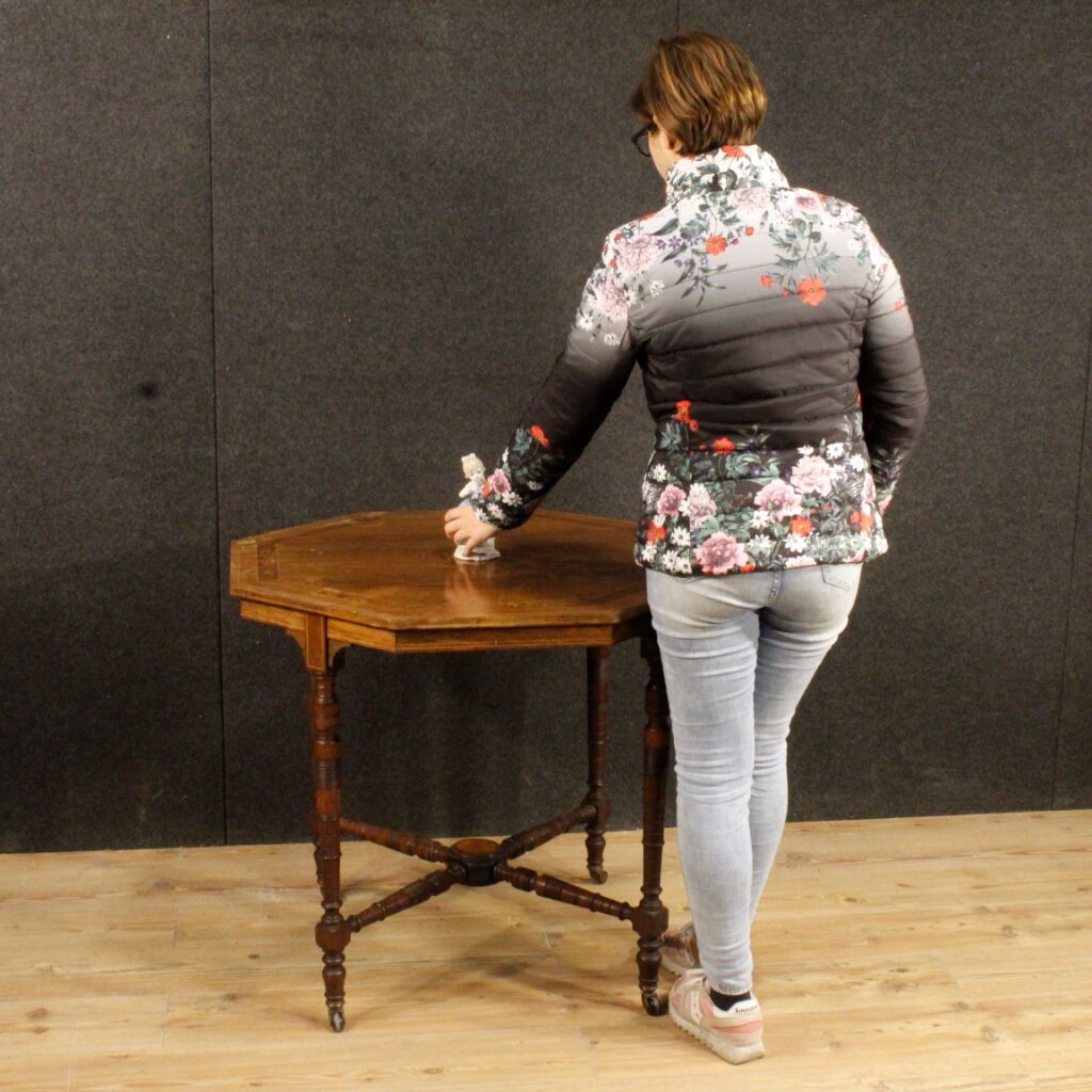 Side table English inlaid wood