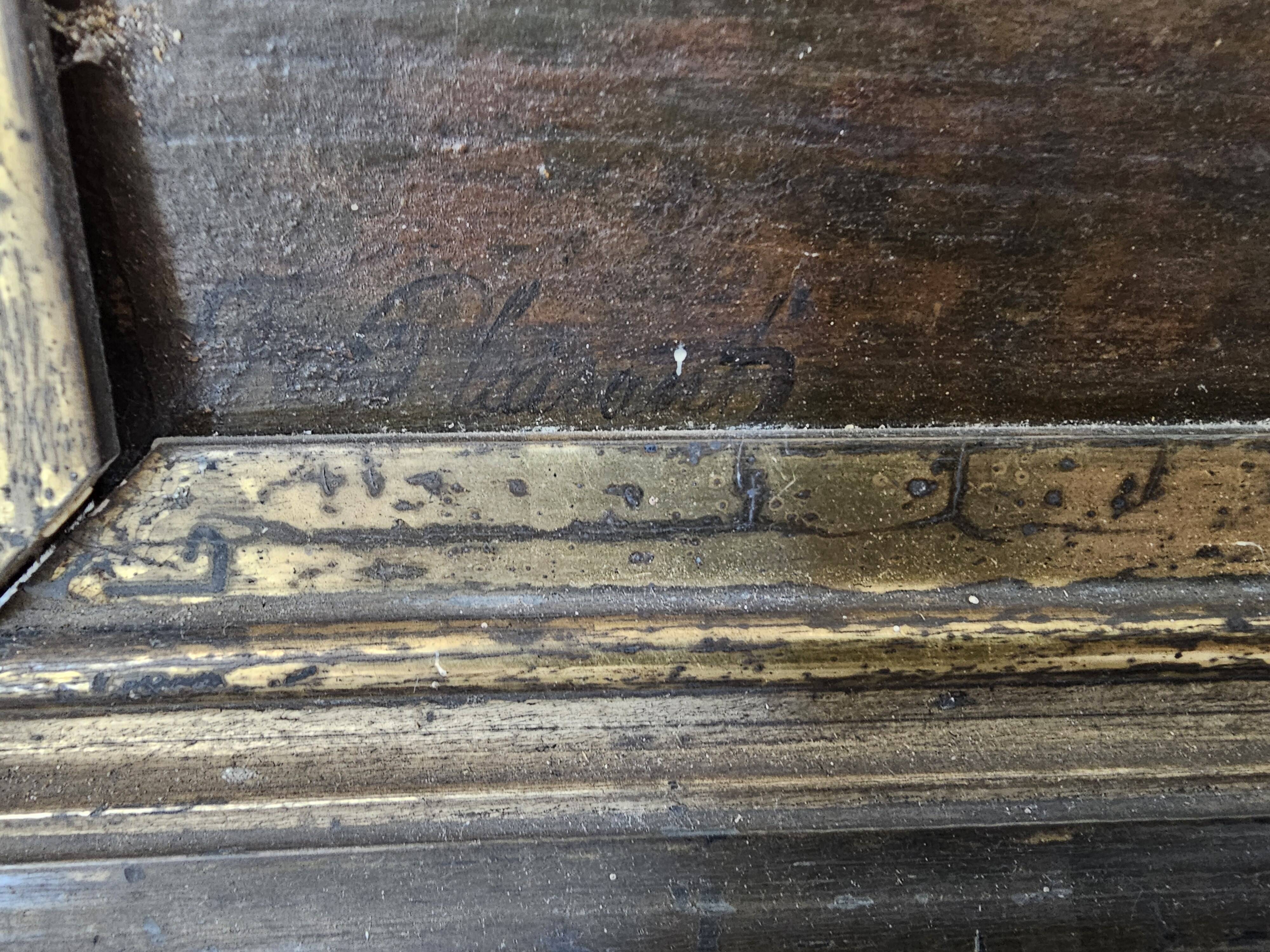 Oil painting panel - Countryside landscape Ploughing scene Signed Plaisant XI