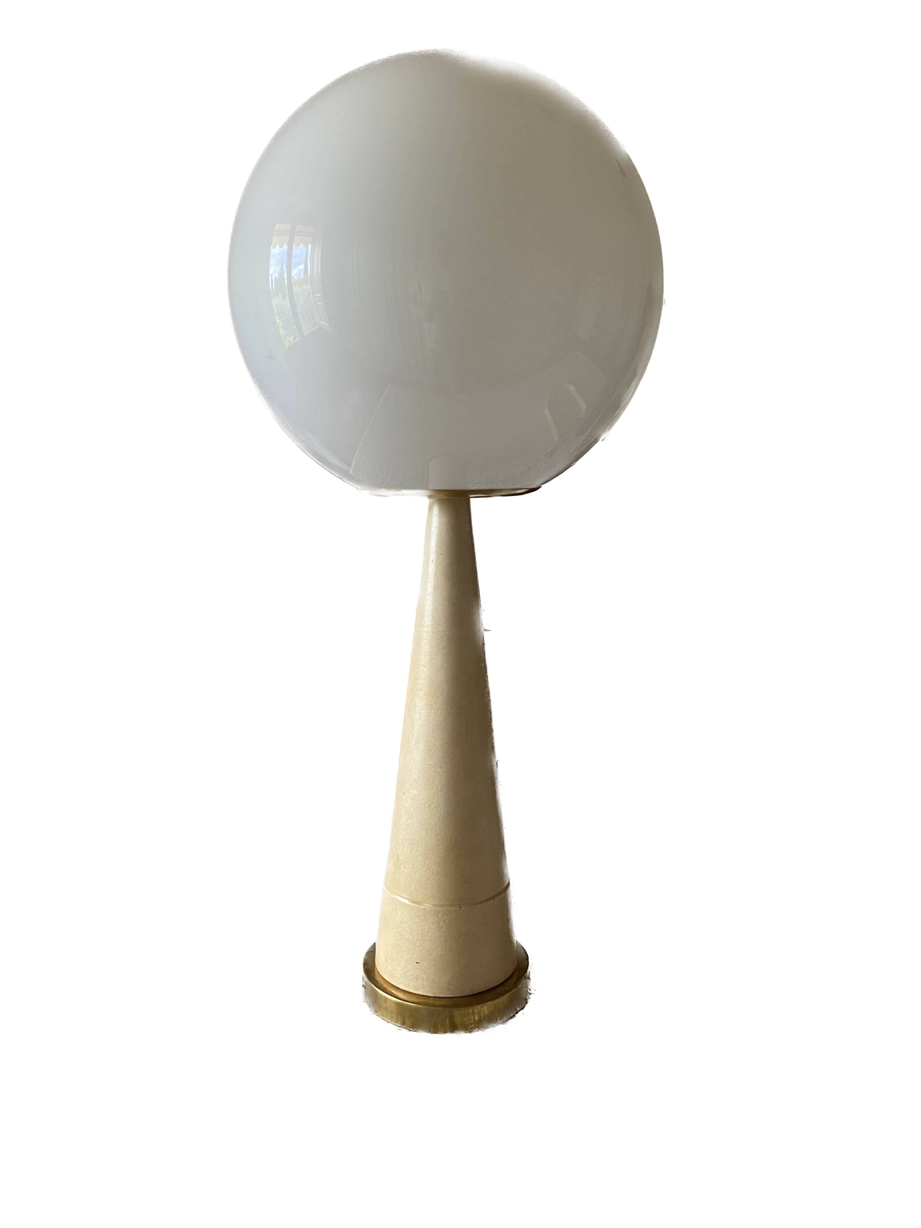 Conic parchment and brass table lamp, France 1960