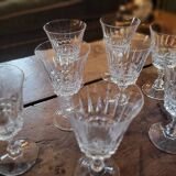 Set of 9 fine cut crystal stemmed glasses - France, circa 1950