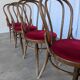 Set of 4 Vintage Bentwood Bistro Chairs, Red Upholstery
