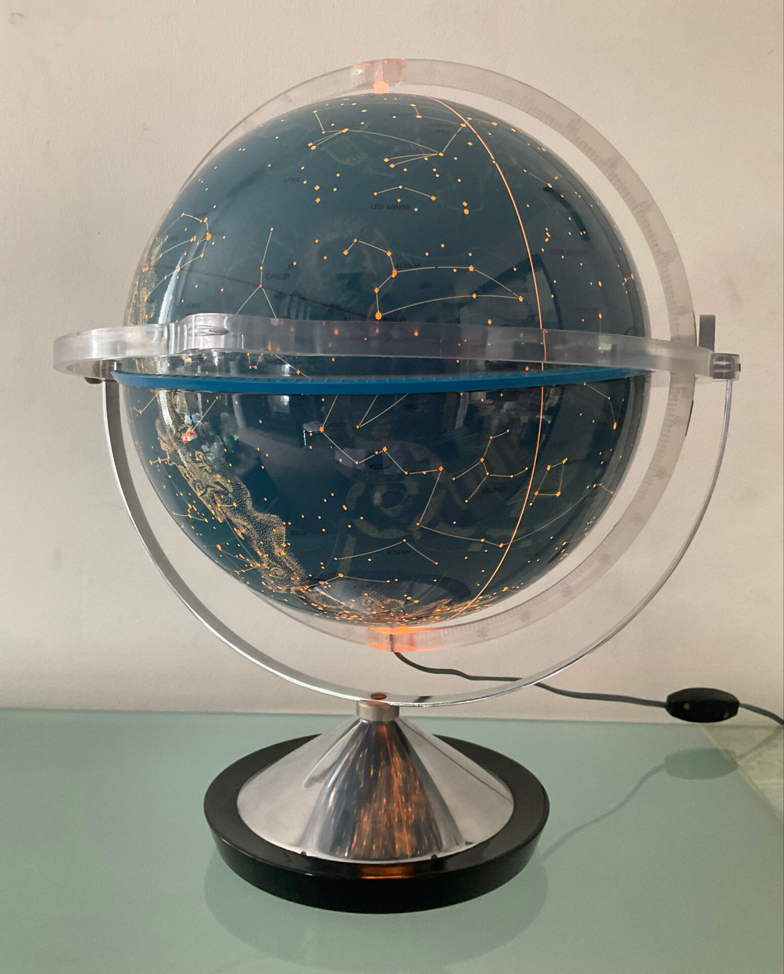 Globe céleste lumineux vintage Italy des années 70
