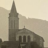 Photograph black and white silver print circa 1970 chemin de l'église