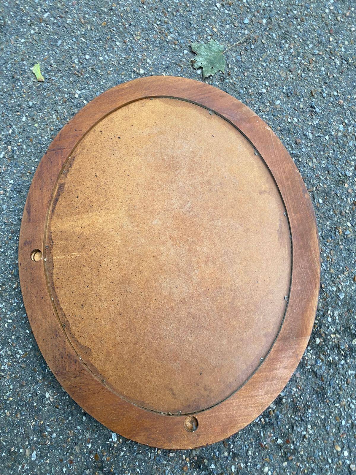 Vintage oval mirror in solid wood 1960 60x48cm