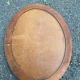 Vintage oval mirror in solid wood 1960 60x48cm