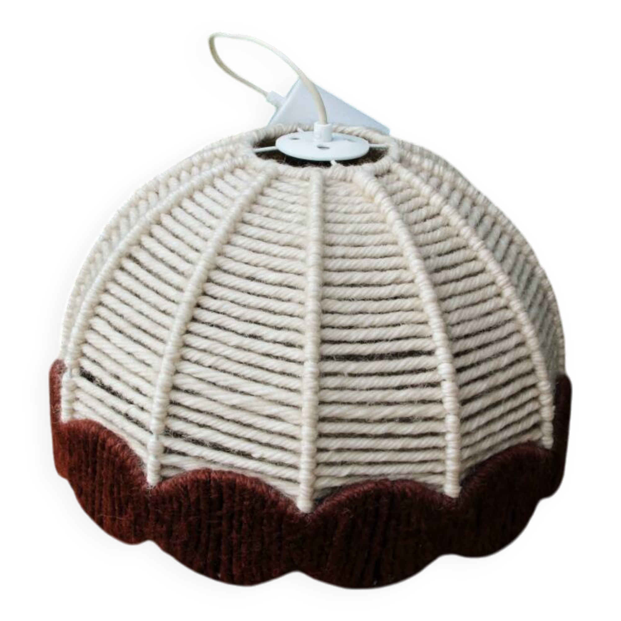 1970s two-tone wool pendant light, Germany