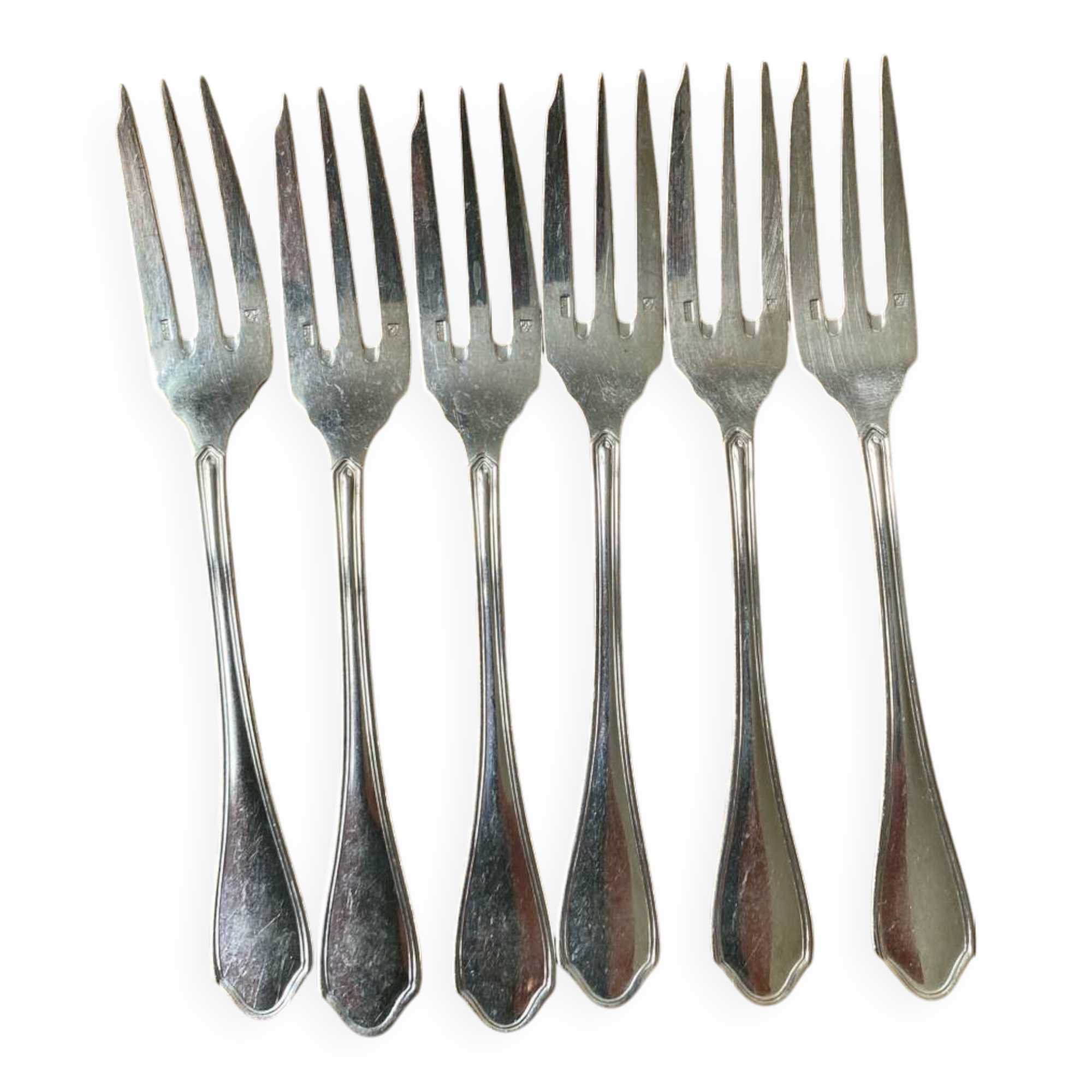 6 silver metal cake forks Ravinet d'enfert