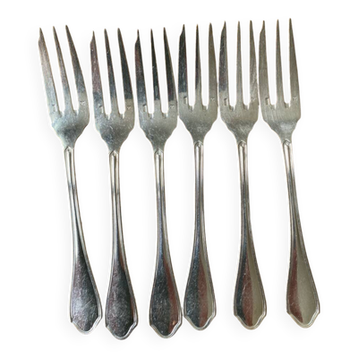6 fourchette à gâteau en métal argenté Ravinet d’enfert