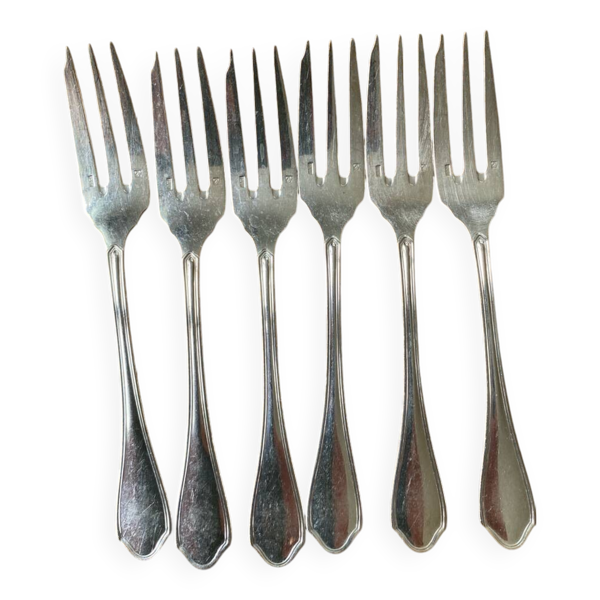 6 fourchette à gâteau en métal argenté Ravinet d’enfert