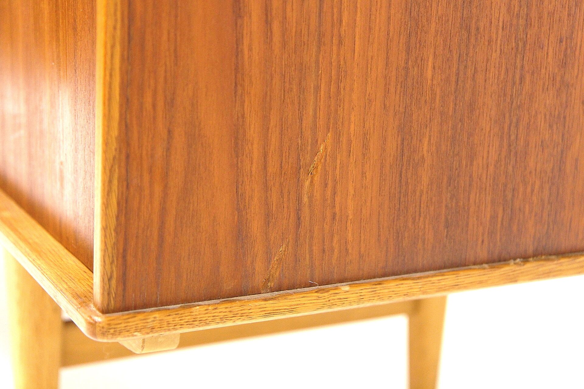 Scandinavian row in teak and oak, suede, 1960