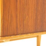 Scandinavian row in teak and oak, suede, 1960