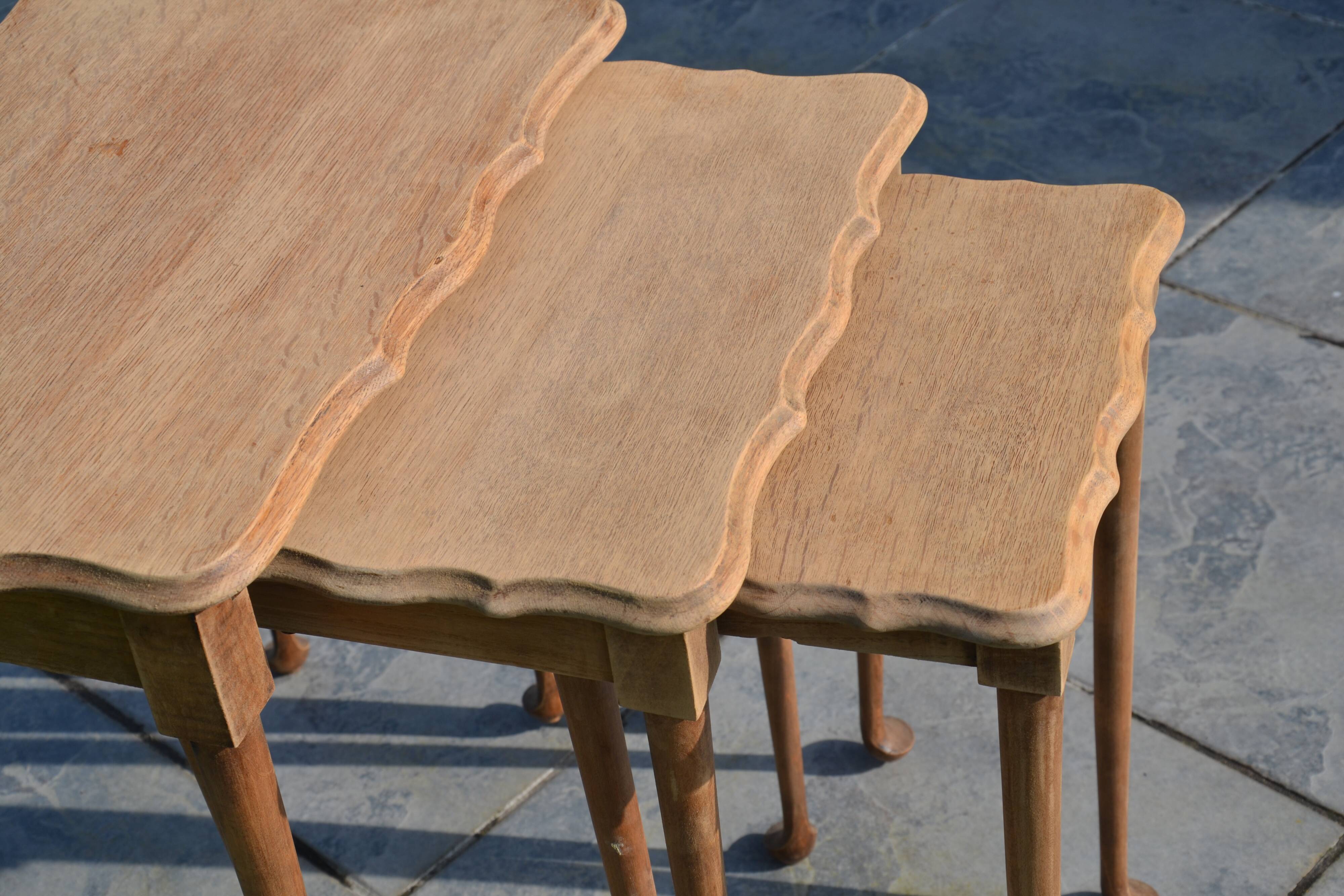 Nesting tables in oak from the 1930s.