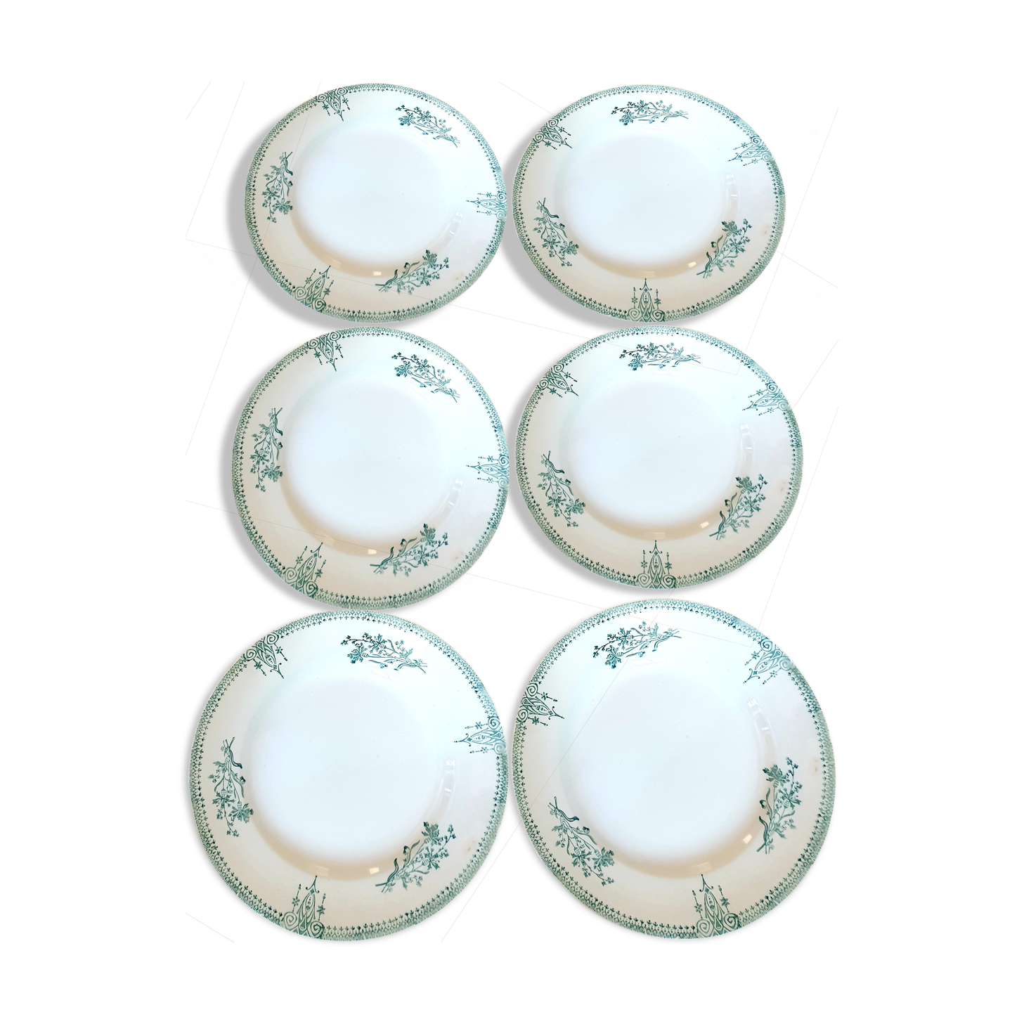 6 flat plates saint Amand tone green series 4003