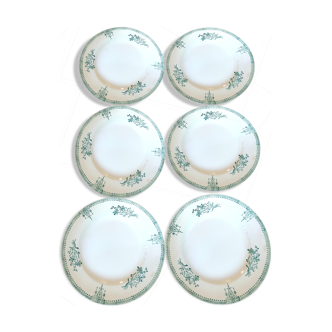 6 flat plates saint Amand tone green series 4003