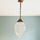 Art Deco pendant lamp in satin glass and bronze frame