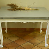 Dining table restyled gray and cream