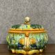 Soup tureen with parrot in colored slip from the mid-20th century