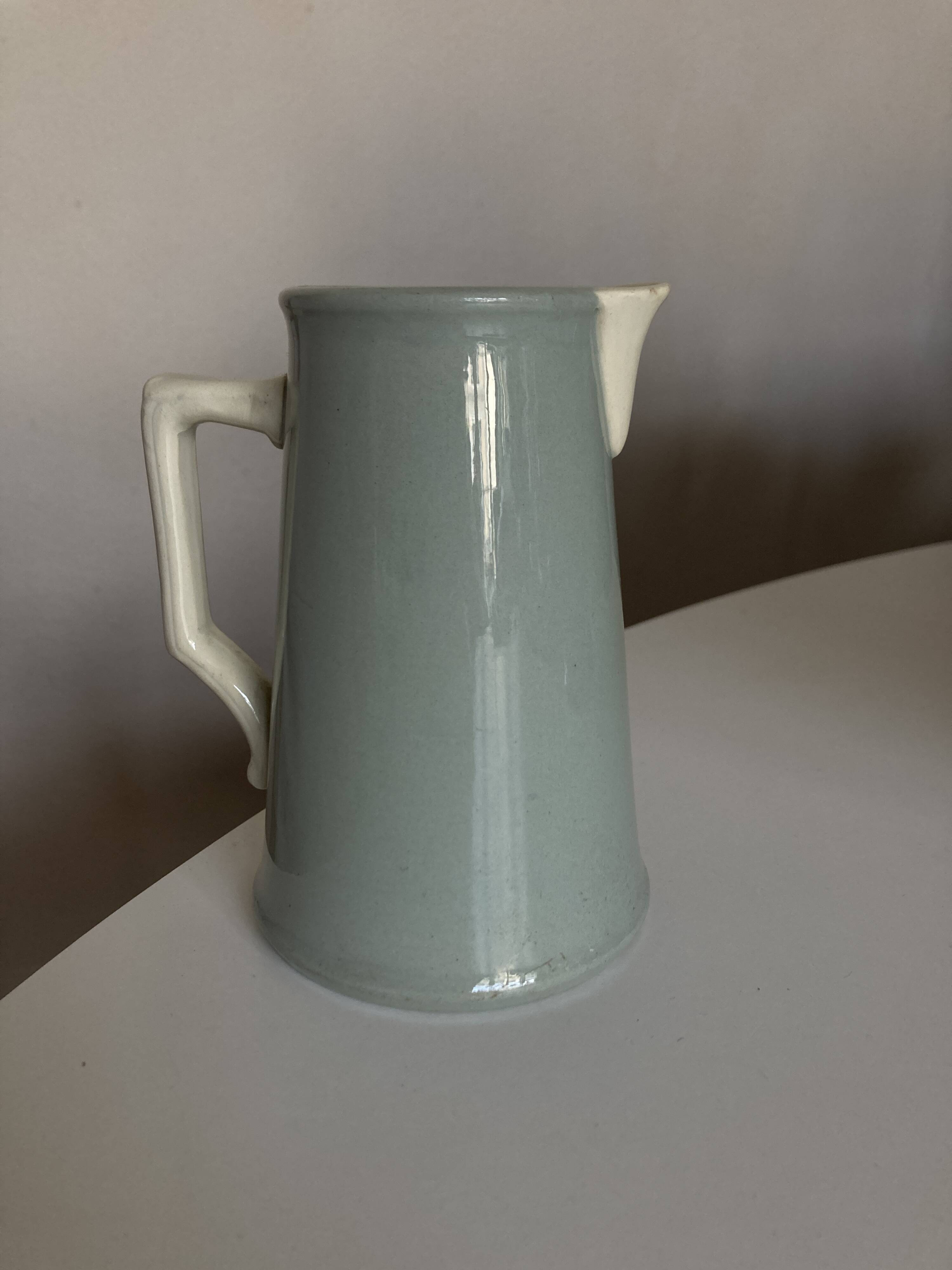 Sarreguemines Celadon neo classic pitcher 1950