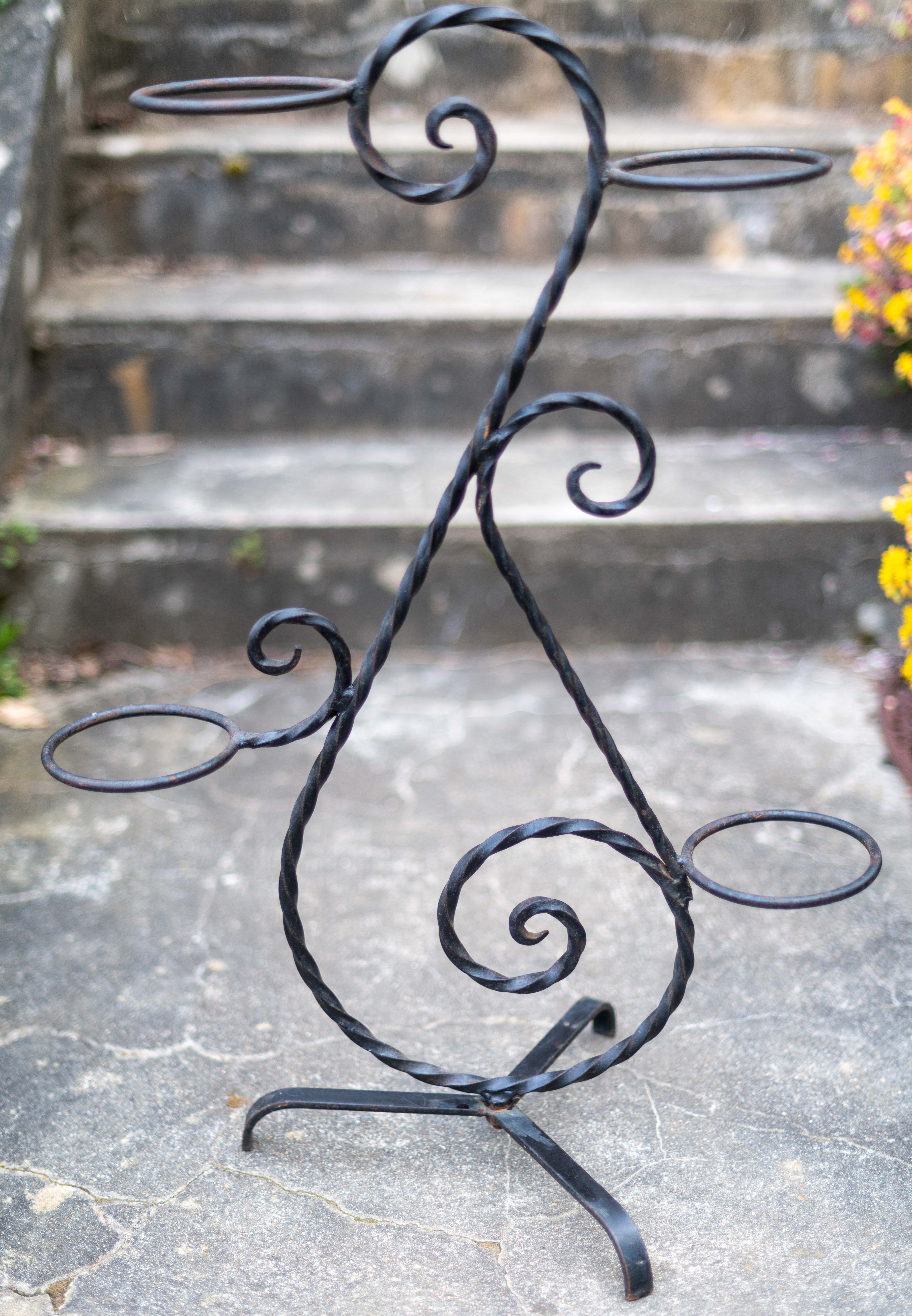 Wrought iron plant holder