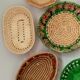 Composition of vintage colorful baskets