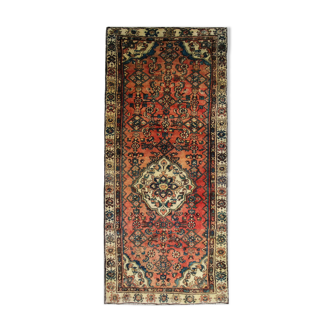 Traditional Rust Wool Area Rug Handmade Oriental Design Carpet- 94x240cm