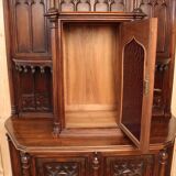 Credence in walnut 19th neo-gothic flamboyant