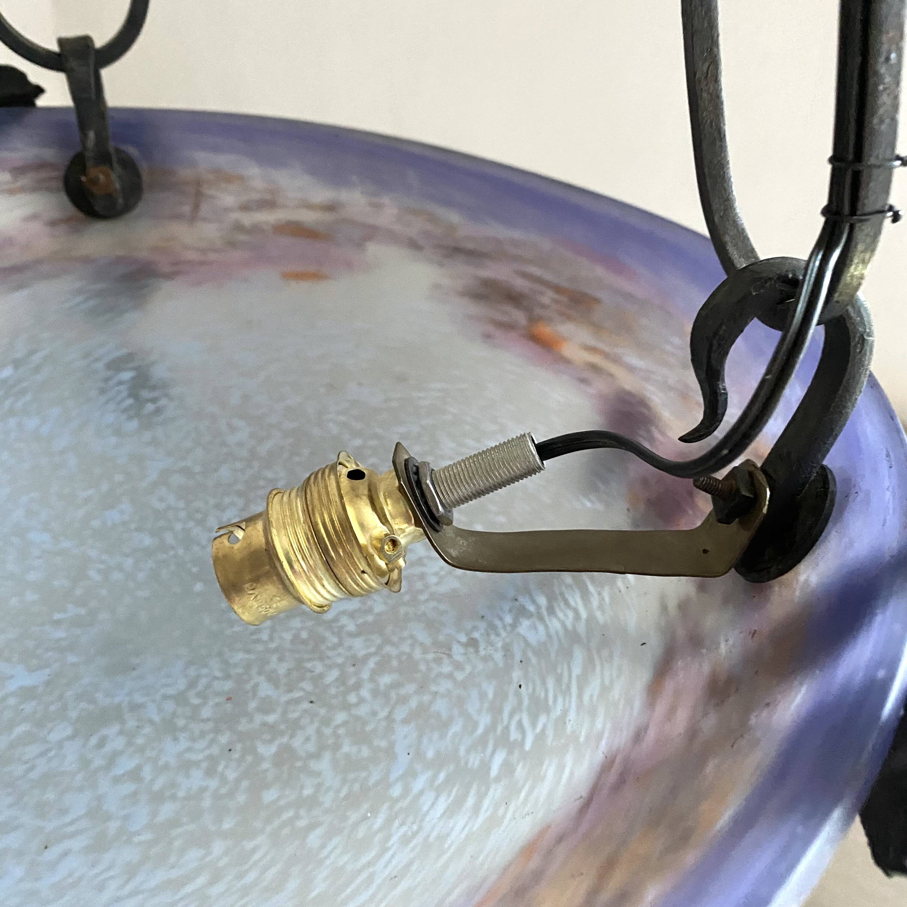 Art Nouveau suspension pâte de verre signed Degué