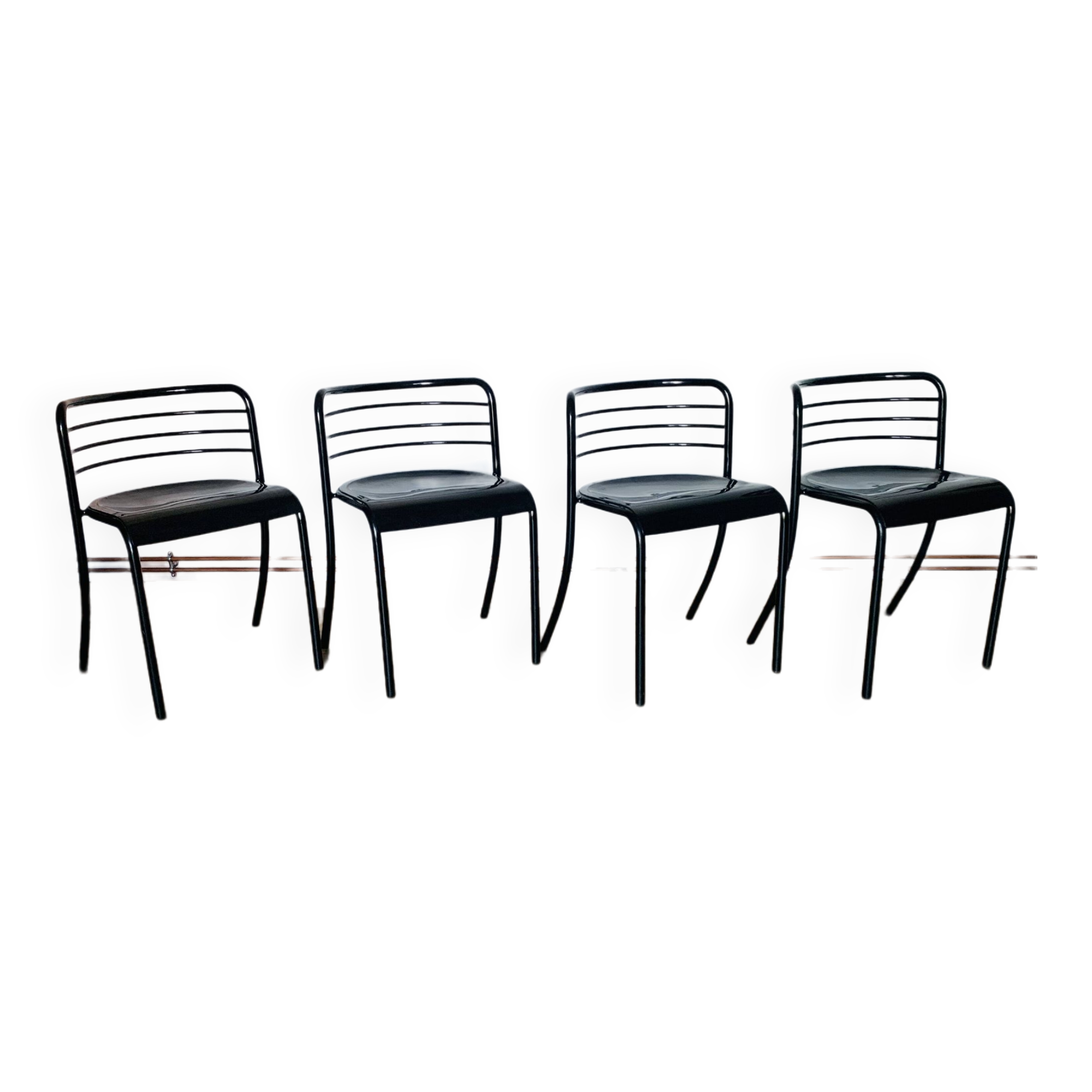 Set of 4 Steelmobil black chairs