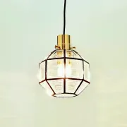 Pair of Mid-Century Glass & Brass Ceiling Lights from Limburg, 1970s